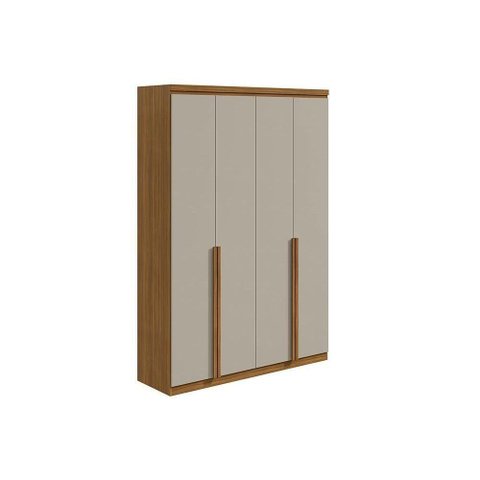 Guarda Roupa Solteiro 4 Portas e 2 Gavetas Alonzo New Amendoa-off White Lopas