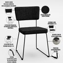Ver imagem 5 de Kit 6 Cadeiras Decorativa Estofada Para Sala De Jantar Base Aço Allana L02 Linho Chumbo - Lyam