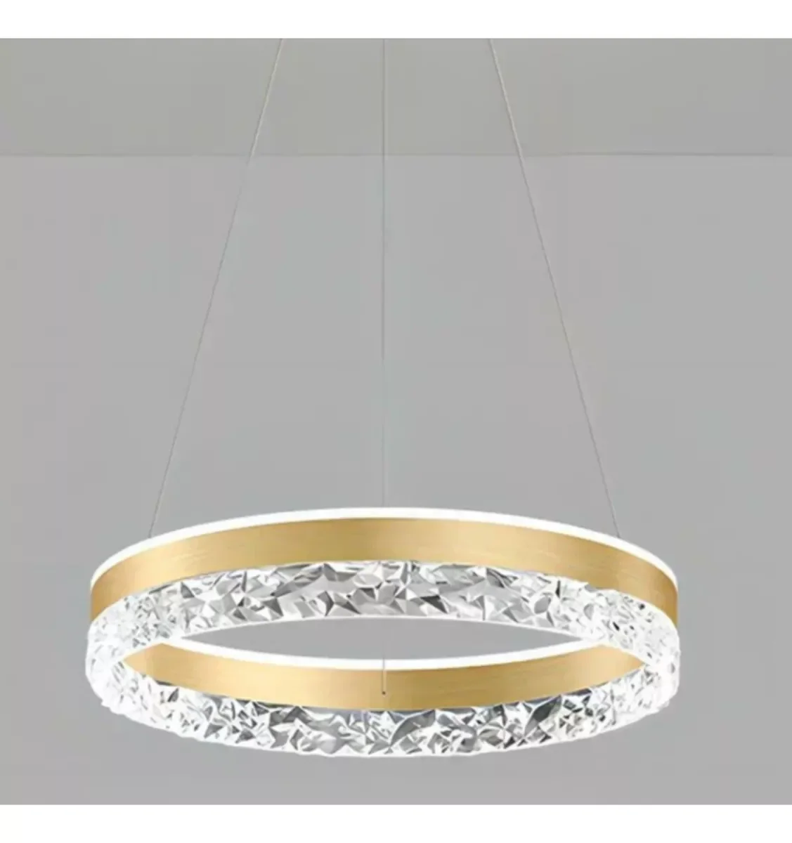 Lustre 1 Anel 50cm Cristal Pendente Moderno:dourado