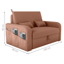 Ver imagem 2 de Sofá-Cama 1 Lugar Lyon com Baú Veludo Ferrugem 140cm para Sala Quarto e Espaço Compacto