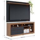 Ver imagem 3 de Conjunto Painel de Tv Brusque + Bancada Rack Gramado para Sala de Estar Tv até 70" Noce Milano/ Pret