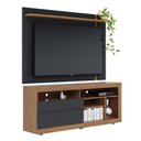 Ver imagem 1 de Conjunto Painel de Tv Brusque + Bancada Rack Gramado para Sala de Estar Tv até 70" Noce Milano/ Pret