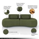 Ver imagem 3 de Sofá Sala de Estar Modulado França 240cm Encosto Articulável com Almofadas Linho Verde G45 - Gran Be