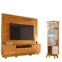 Ver imagem 1 de Estante Home Theater Nilo com Pés Cinamomo com Cristaleira Marina Cinamomo Off White - Madetec