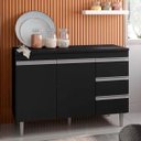 Ver imagem 3 de Balcão de Pia 2 Portas Andréia 120 Cm Preto sem Tampo Ajl Móveis