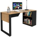 Ver imagem 1 de Mesa para Escritório com Armário Lateral 160 Cm Amêndoa/preto