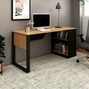 Ver imagem 7 de Mesa para Escritório com Armário Lateral 160 Cm Amêndoa/preto