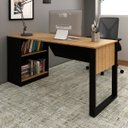 Ver imagem 6 de Mesa para Escritório com Armário Lateral 160 Cm Amêndoa/preto