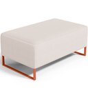 Ver imagem 1 de Puff Decorativo Sala De Estar Cléo 90cm Base De Ferro Cobre W01 Linho Cru - Lyam Decor