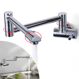 Torneira de Parede Modelo Articulavél Cor Cromada Brilhante para Cozinha Banheiro Lavanderia com Gir - 1