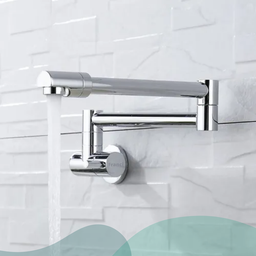 Torneira de Parede Modelo Articulavél Cor Cromada Brilhante para Cozinha Banheiro Lavanderia com Gir - 6