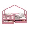 Cama Montessoriana Madeira Maciça Casa com Estrado Elea Rosa - 6