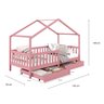 Cama Montessoriana Madeira Maciça Casa com Estrado Elea Rosa - 4