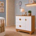 Ver imagem 1 de Cômoda Sapateira Infantil Apolo 4 Gavetas 1 Porta para Bebê