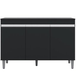 Gabinete Balcão Mia 3 Portas para Cozinha Preto - 1 Gabinete Balcão Mia 3 Portas para Cozinha Preto - 1