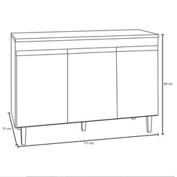 Gabinete Balcão Mia 3 Portas para Cozinha Preto - 3 Gabinete Balcão Mia 3 Portas para Cozinha Preto - 3