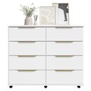 Ver imagem 4 de Comoda 8 Gavetas com Rodizios 121 cm Athenas Branco Rudk
