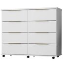 Ver imagem 1 de Comoda 8 Gavetas com Rodizios 121 cm Athenas Branco Rudk