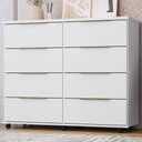 Ver imagem 2 de Comoda 8 Gavetas com Rodizios 121 cm Athenas Branco Rudk