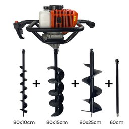 Perfurador de Solo Gasolina 52cc Brocas 10+15+25cm+ext 60cm - 2