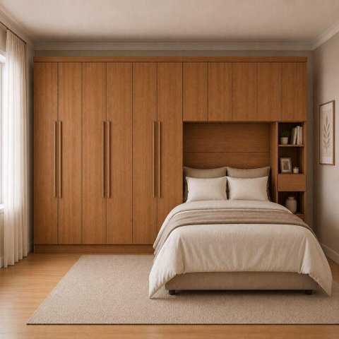 Guarda Roupa Casal Safira Linear 11 Portas 10 Gavetas MDF Corrediças Telescópicas Cumaru
