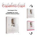 Ver imagem 3 de Guarda Roupa Casal Capelinha Capri com Cômoda Vênus com Pés e Armário Multiuso New Íris Branco Brilh
