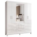 Ver imagem 2 de Guarda Roupa Casal Capelinha Capri com Cômoda Vênus com Pés e Armário Multiuso New Íris Branco Brilh