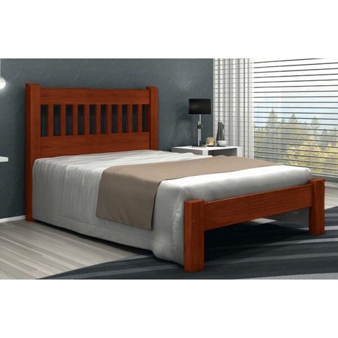 Cama de Casal Pérola de Madeira Maciça Tauari - Cor Castanho