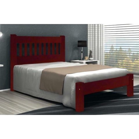 Cama Queen Size Pérola de Madeira Maciça Tauari - Cor Mogno
