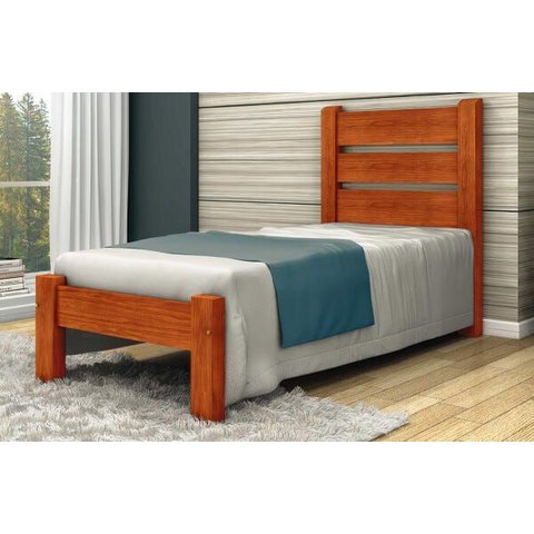 Cama de Solteiro Berlim de Madeira Maciça Angelim Pedra/tauari - Cor Mel