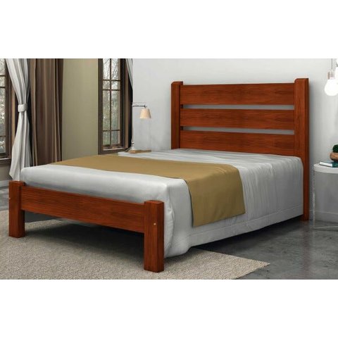 Cama de Casal Berlim de Madeira Maciça Angelim Pedra/tauari - Cor Mel