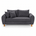 Ver imagem 1 de Sofa Living 185cm Tecido Boucle Almofadas Soltas Pes em Madeira: Cinza