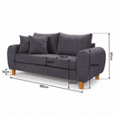 Ver imagem 2 de Sofa Living 185cm Tecido Boucle Almofadas Soltas Pes em Madeira: Cinza