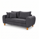 Ver imagem 6 de Sofa Living 185cm Tecido Boucle Almofadas Soltas Pes em Madeira: Cinza