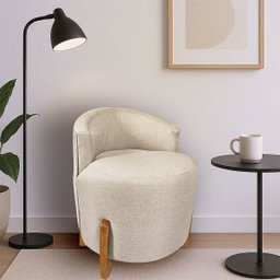 Puff Poltrona com Encosto Confortável Decorativa Orgânica para Recepção Linho Agatha - 1