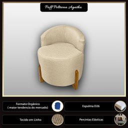 Puff Poltrona com Encosto Confortável Decorativa Orgânica para Recepção Linho Agatha - 2
