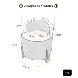 Puff Poltrona com Encosto Confortável Decorativa Orgânica para Recepção Linho Agatha - 5