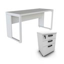 Ver imagem 1 de Escrivaninha 150cm X 60cm Gaveteiro 3 Gavetas Pés Metal F5 Cor:cinza Claro