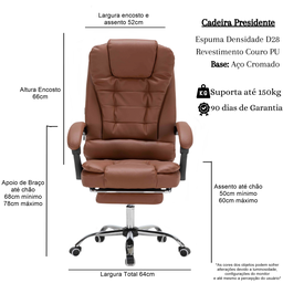 Cadeira de Escritório Presidente Giratória com Massagem - 5