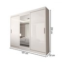 Ver imagem 4 de Guarda-roupa Casal Columbia 3 Portas 2 Gavetas com Espelho 100% Mdf Branco - Panorama Móveis