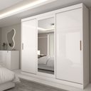 Ver imagem 1 de Guarda-roupa Casal Columbia 3 Portas 2 Gavetas com Espelho 100% Mdf Branco - Panorama Móveis