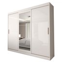 Ver imagem 3 de Guarda-roupa Casal Columbia 3 Portas 2 Gavetas com Espelho 100% Mdf Branco - Panorama Móveis