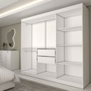 Ver imagem 5 de Guarda-roupa Casal Columbia 3 Portas 2 Gavetas com Espelho 100% Mdf Branco - Panorama Móveis