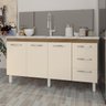 Balcão Cozinha Armário Gabinete para Pia 157 Cm 3 Portas e 3 Gavetas Estela Savana Off White - 2