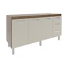 Balcão Cozinha Armário Gabinete para Pia 157 Cm 3 Portas e 3 Gavetas Estela Savana Off White - 1