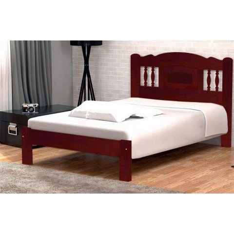 Cama Queen Size Atenas de Madeira Maciça Angelim Pedra/tauari - Cor Mogno