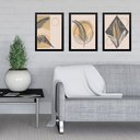 Ver imagem 1 de Kit 3 Quadros Artes Boho Folhas Bege e Cinza 33x24cm - com Vidro:moldura Branca