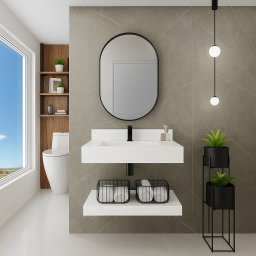 Bancada Porcelanato C/prateleira 65x35 Branco - 4
