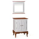 Ver imagem 1 de Gabinete para Banheiro 2 Portas com Espelheira Dália 3057 - Off White/imbuia Glazer