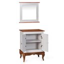 Ver imagem 2 de Gabinete para Banheiro 2 Portas com Espelheira Dália 3057 - Off White/imbuia Glazer
